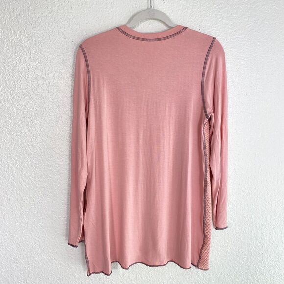 Soft Surroundings Top Women Medium Textured Waffle Layer V Neck Blouse Pink - Picture 5 of 9